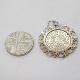 Sterling Silver George V Threepence Coin Charm Pendant Antique 1934