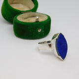 Sterling Silver Chunky Blue Goldstone Set Ring Vintage c1970 Size O