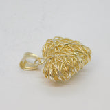Sterling Silver Wirework Puff Heart With Star Pendant Vintage c1990