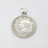 Sterling Silver George VI 1937 Threepence Charm Pendant Antique Deco