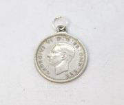 Sterling Silver George VI 1937 Threepence Charm Pendant Antique Deco