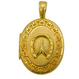Victorian Rolled Gold Horseshoe Form Mourning Locket Antique c1880s