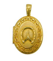 Victorian Rolled Gold Horseshoe Form Mourning Locket Antique c1880s