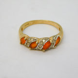 9ct Yellow Gold, Orange Topaz & Spinel Dress Ring Vintage 2006 Birmingham