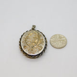 Sterling Silver Victorian Style Floral Design Double Locket Pendant Vintage 1976