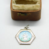 Sterling Silver and Enamel St Christopher Charm Pendant Vintage c1970