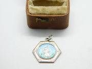 Sterling Silver and Enamel St Christopher Charm Pendant Vintage c1970