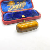 Sterling Silver Cabochon Tiger's Eye Set Brooch Antique c1930 Art Deco