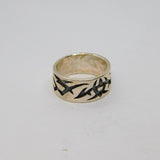 Sterling Silver Patterned Gothic Biker Style Band Ring Modern c1990 Size N