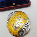 Sterling Silver & Unusual Yellow Niello Enamel Siam Goddess Brooch Antique