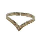 Sterling Silver Patterned Textured Wishbone Dress Ring Vintage c1970 Size L