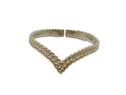 Sterling Silver Patterned Textured Wishbone Dress Ring Vintage c1970 Size L