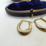 Sterling Silver Gilt Bi-Colour Hoop Earrings Vintage c1970