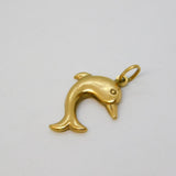 9ct Yellow Gold Leaping Dolphin Charm Pendant Vintage c1970