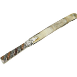 Victorian Sterling Silver, Pebble Agate & Horn Page Turner Antique 1898