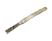 Victorian Sterling Silver, Pebble Agate & Horn Page Turner Antique 1898