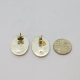 Pair of Sterling Silver Black Enamel Large Oval Stud Earrings Vintage c1970