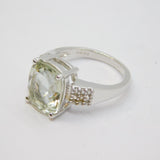 Sterling Silver Green Tourmaline & White Sapphire Ring Vintage c1970 Size N 1/2