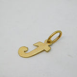 9ct Yellow Gold 'J' Initial Charm Pendant Vintage c1970s