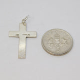 Sterling Silver Textured Patterned Cross Charm Pendant Vintage c1970