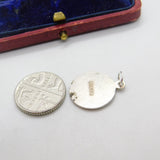 Sterling Silver & Enamel Silver Jubilee Charm Pendant Vintage c1970