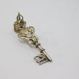 Sterling Silver '21' Age Key & Crown Charm Pendant Vintage c1970