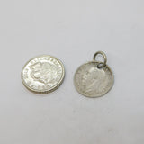 Sterling Silver Threepence Coin Charm Pendant Antique 1913