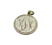 19th Century Sterling Silver 'YJM' Dime Love Token Charm Pendant Antique c1890's