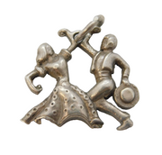Sterling Silver Flamenco Dancers Charm Pendant Vintage c1970s