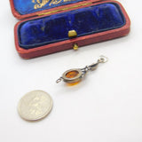 Sterling Silver and Baltic Amber Drop Charm Pendant Vintage c1970