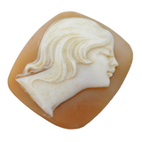 19th Century Carved Shell Female Profile Cameo Plaque Antique c1880s