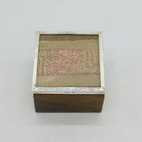 Peruvian .950 Silver Mounted Wooden Box with Chancay Textile Top Vintage