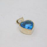 Sterling Silver Blue Topaz Heart Charm Pendant Contemporary c2000s
