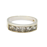 Sterling Silver Paste Set Half Eternity Band Ring Vintage c1970 Size J
