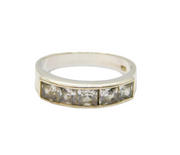 Sterling Silver Paste Set Half Eternity Band Ring Vintage c1970 Size J