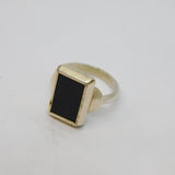 Sterling Silver Handmade Black Agate Studio Dress Ring Vintage c1970 Size L