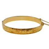 20th Century Rolled Gold Floral Pattern Bangle Bracelet Vintage c1960s