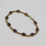 Sterling Silver 10 Cabochon Garnet Linked Studio Bracelet Vintage c1970