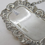 Sterling Silver Floral Gin Decanter Label Vintage 1983 Birmingham