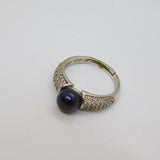 Sterling Silver Pearl & Spinel Adjustable Band Ring Modern c2000 Size M 1/2