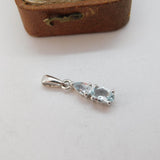 Sterling Silver Blue Topaz Drop Charm Pendant Vintage c1970