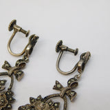 Art Deco Sterling Silver Marcasite Set Flower Basket Screw-Back Earrings Antique