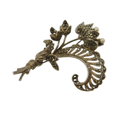 Art Deco Sterling Silver, Pearl & Marcasite Floral Spray Brooch Antique c1930s