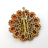 Austro-Hungarian Silver Gilt & Bohemian Garnet Floral Dress Brooch Antique