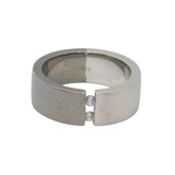 Sterling Silver Two-Tone CZ Set Chunky Band Ring Vintage c2000 Size R