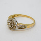 14ct Yellow Gold 0.25ct Diamond Floral Cluster Ring Vintage c1970s