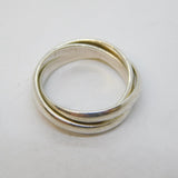 Sterling Silver Triple-Band Trinity Wedding Ring Vintage c1970s