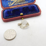 Sterling Silver and White Quartz Heart Charm Pendant Vintage c1970