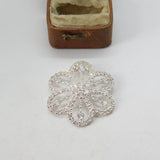 Sterling Silver Paste Set Floral Drop Charm Pendant Vintage c1970