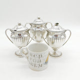 George III Sterling Silver Set of Pedestal Condiment Pots Antique Robert Garrard